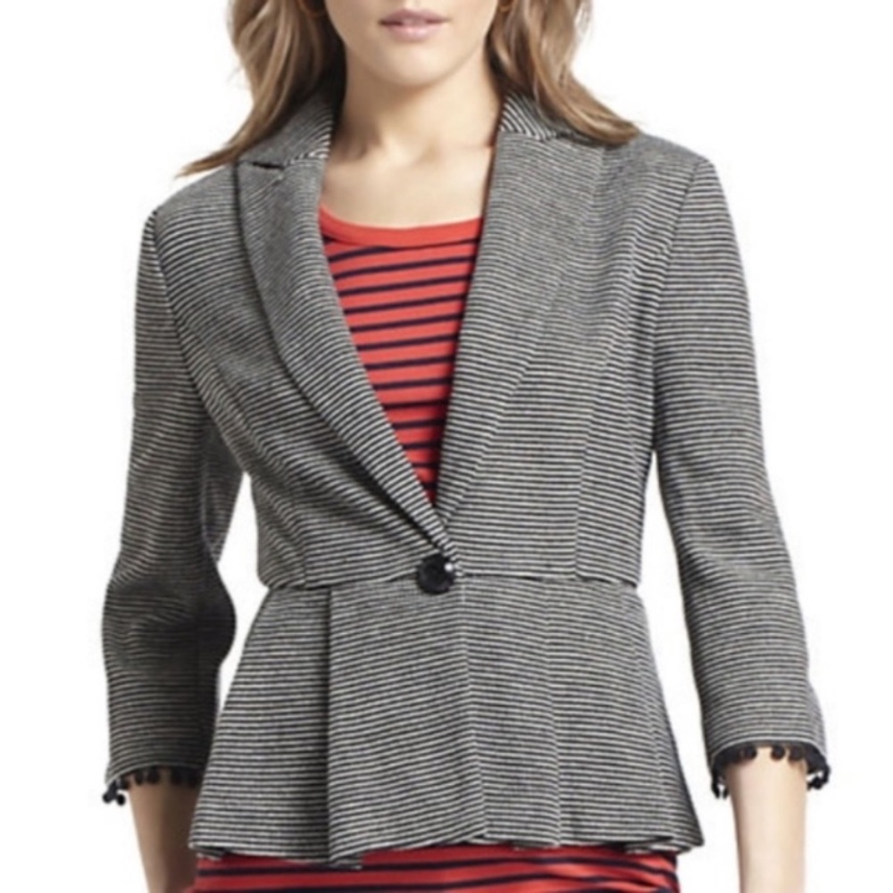 Anthropologie Tabitha B&W Chandelier Knit Peplum Blazer